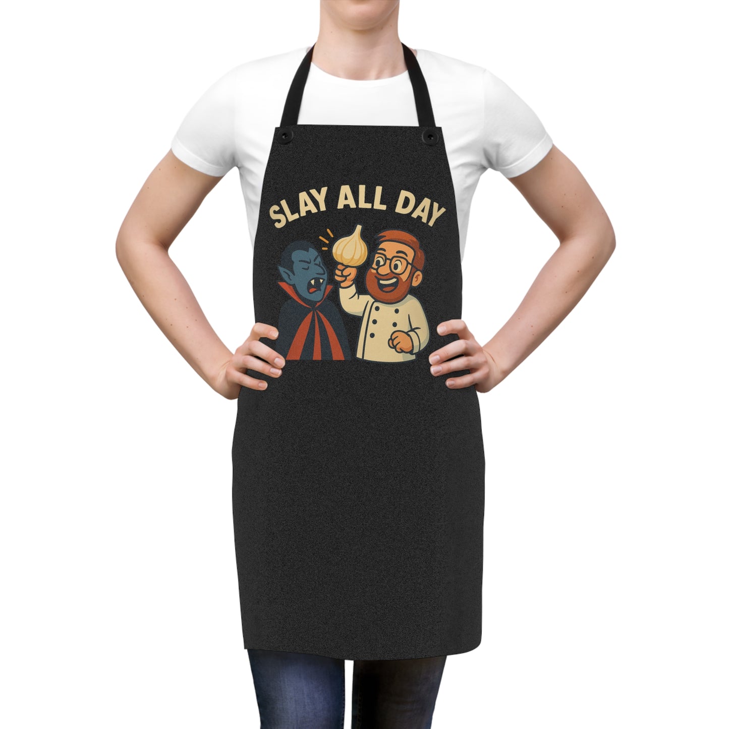 Slay All Day- Charming Cooking Apron for Food Lovers, Funny Gift for Home Chefs, Unique Kitchen Decor, Perfect for Family Gatherings